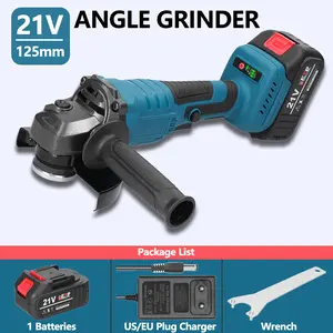 21V 125mm M14 Angle Grinder Brushless Motor Electric Grinding Tool Multifunctional Lithium Cutting Machine Utility Power Tool for Cutting Polishing Ceramic Tile Wood Stone Steel