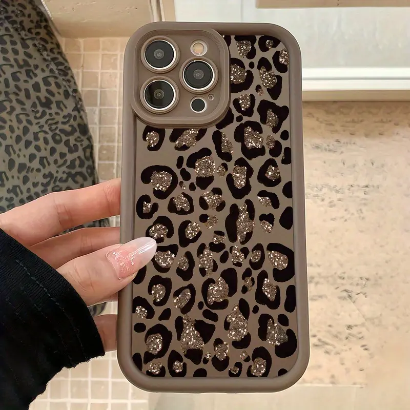 Phone Case: Brown Leopard Print Spotted TPU Shockproof Full-Coverage Precision Protective Case. Suitable for Apple iPhone 17 E Air Pro ProMax iPhone16 15 14 Plus 13 12 Mini 11 X XS XR. Ideal as a Birthday or Christmas Gift for Couples, Women, Daughters