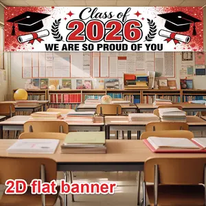 Class of 2026 Graduation Banner, & Design, Large Size Hanging Decoration, Graduation Party Decorations, for Indoor Outdoor Use, Perfect Party Accessory