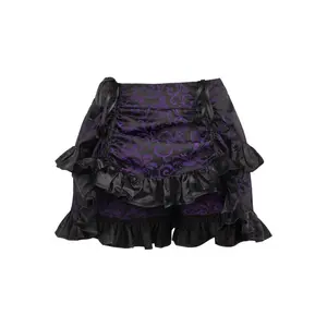 Purple/Black Brocade Ruched Bustle Skirt
