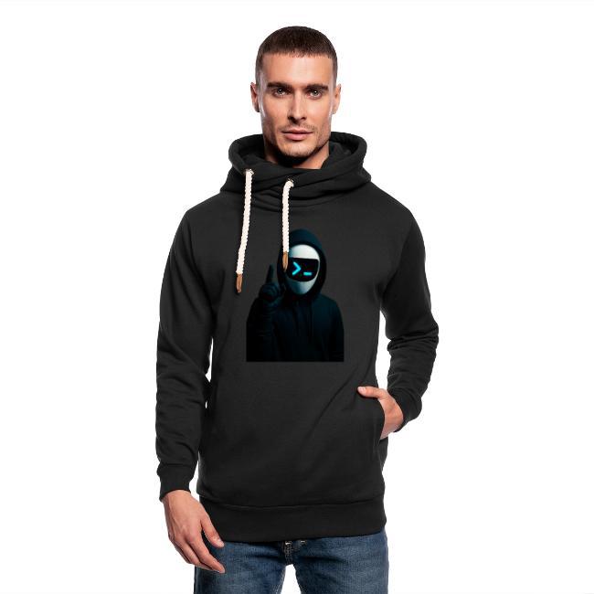 Code Without A Face Shawl Collar Hoodie - Black Pullover with Unique Graphic Design