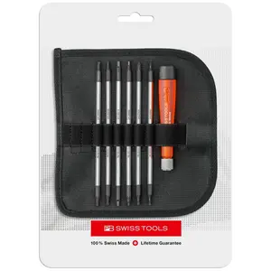 PB Swiss PB 513 Screwdrivers, Set with Telescopic Handle and Duplex Interchangeable Blades in a Compact Roll-Up Case