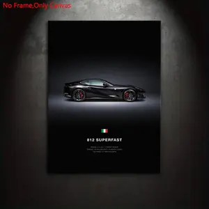 1 piece/set frameless canvas painting print posters,minimalist vehicle art,classic GT sports car 812 Superfast,perfect gift for supercar culture enthusiasts,ideal gift for bedroom,living room,kitchendormitory corridor,mural,wall decoration,room decoration