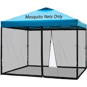 10x10 Mosquito Netting for Patio Canopy Tent/Pop Up Canopy Tent,Double Door Side Screen Easy Installation BlackOnly Mosquito Net No Frame (Embedded 10x10)