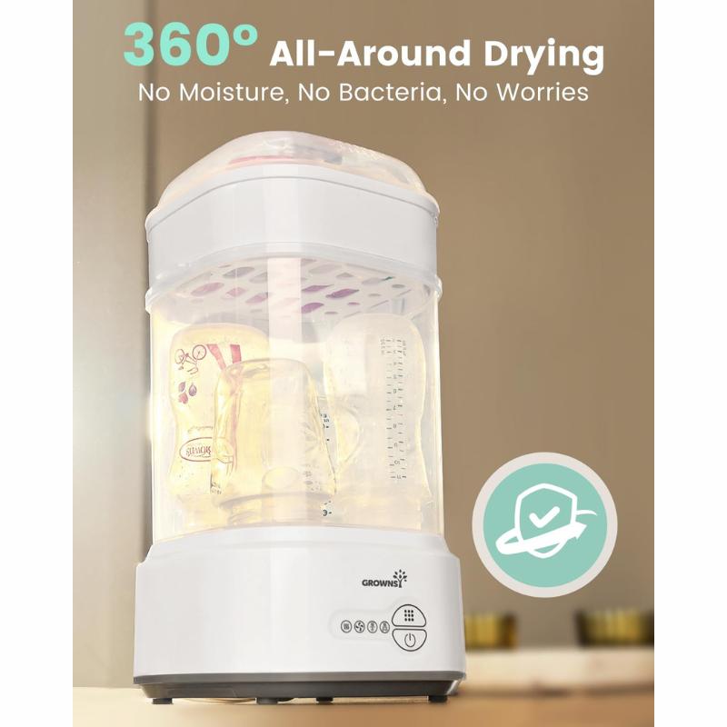 Grownsy Bottle Sterilizer and Dryer, Electric Steam Sterilizer for all Bottles, Nipples and Pump Parts, BPA Free Compact,Bottle Washer