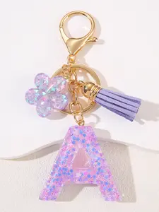 1PC/ Initial keychains accessories key rings chains Pendant Creative butterfly daisy dried flower letter keyrings - Attractive bag - Headphones - Car - key Accessories - Gift of choice