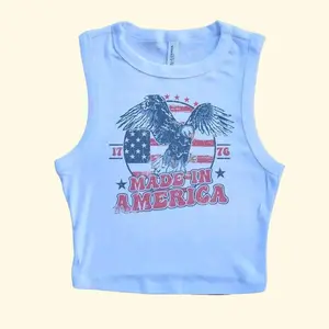 Made In America 1776 Rib Racer Tank Top, America Eagle Baby Tee, Memorial Day Crop Tank, July 4th Tee, Bella Canvas POD Summer Tank