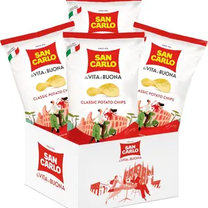 San Carlo 4X Classic Italian Potato Chips Multi Pack - Traditional Flavors for Snacking Bliss - Crispy