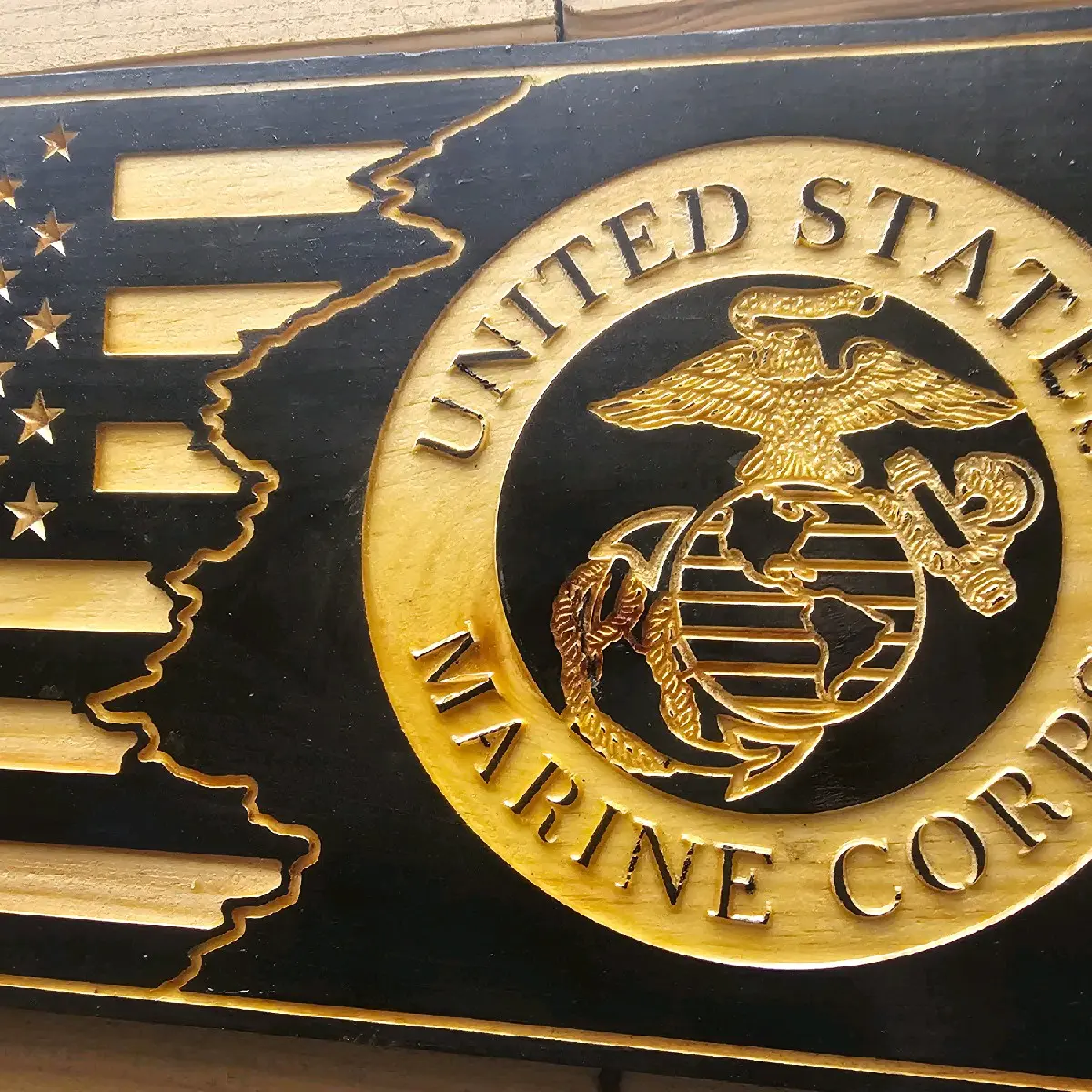 wooden Flag US Marines