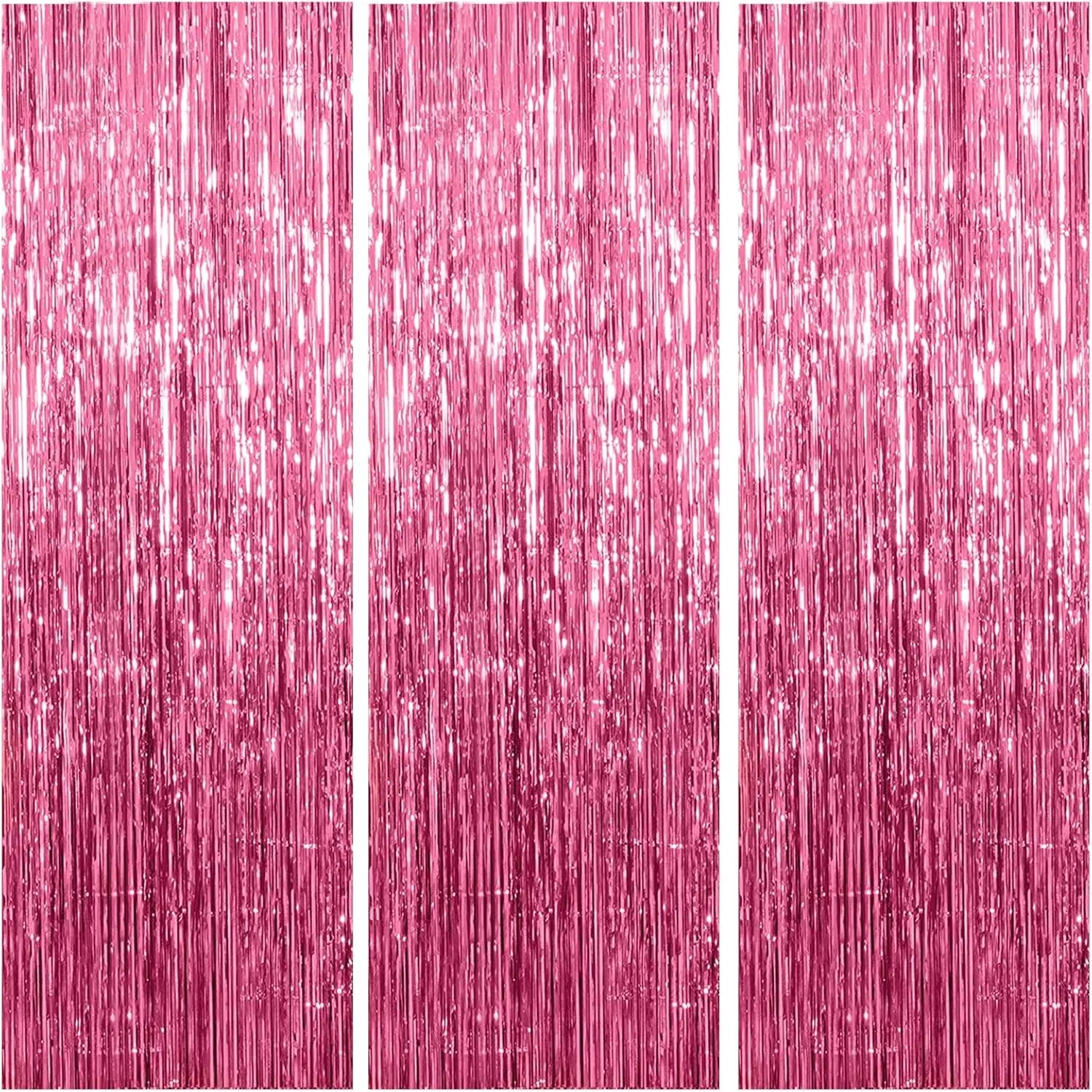 3 Pack Pink Backdrop Birthday Party Decorations Tinsel Foil Fringe Curtains Backdrop Streamer Bachelorette Christmas Graduation Wedding Princess Pink Theme Party Decorations