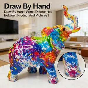 Colorful Mini Elephant Resin Craft Home Entrance TV Cabinet Wine Rack Decorative Figurine, Small Ornament for Living Room Decoration