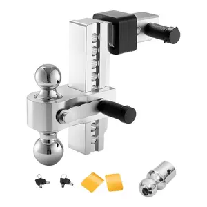 VEVOR Adjustable Trailer Hitch, 8-Inch Drop Hitch, Tri-Ball Mount for 2-Inch Hitch Receiver, Trailer Ball Size 1-7/8, 2 and 2-5/16, Max 15000 lbs Ball Hitch, Towing Hitch for RVs, ATVs, and Trucks