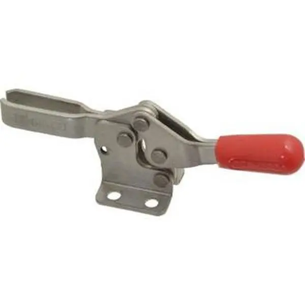 Destaco 213-USS Manual Hold-Down Toggle Clamp - 150 lb Holding Capacity, Horizontal Handle, 60° Handle Movement, 90° Bar Opening, U-Bar, Flanged Base, Electro-Plated Zinc, Stainless Steel