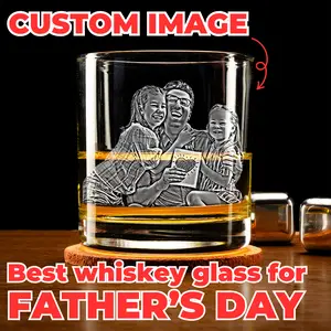Custom Father's Day Whiskey Glass, Personalized Father's Day Gift for Dad, Engraved Whiskey Glass for Father