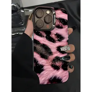 Pink-Haired Flu Leopard Print Phone Case The Product Is A 2D Image Suitable For Compatiblefor iPhone 17 Pro Max Phone Case 17 Air 16 E 15 Plus 14 13 12 11 X XS XR 7 8 Plus Samsung Galaxy S21 22 23 24 25 ULTRA FE Plus