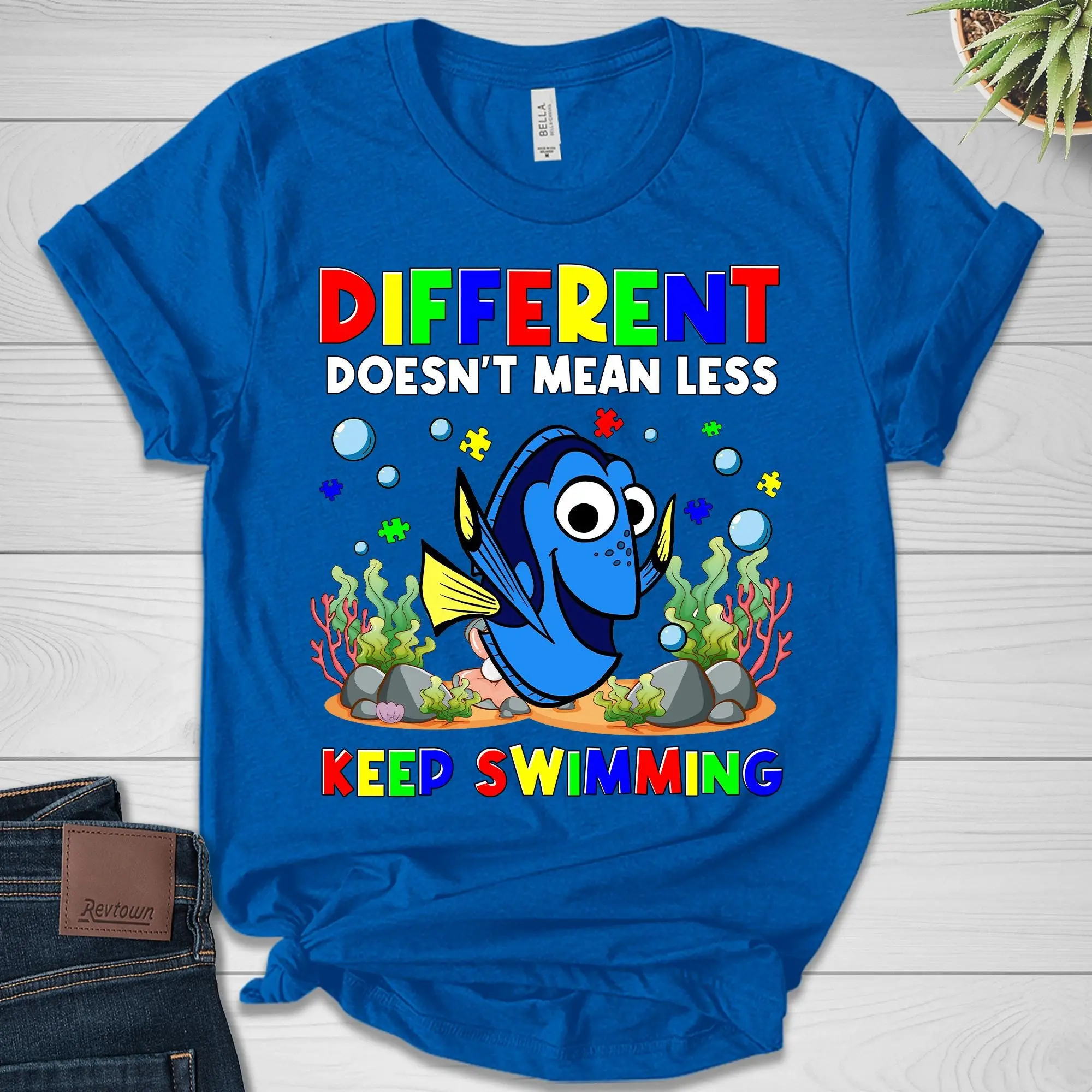 In April We Wear Blue WDW Autism Awareness Shirt, Dory Puzzle Autism Support, Finding Dory Nemo Dory WDW Autism Family Tee Bzco15