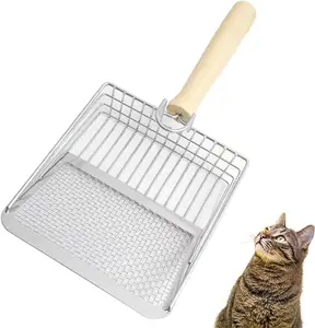 Cat metal litter scoops filter small feces Litter filters Oversized dog litter scoops can cope with different sizes of feces small and large holes The new design of litter scoops Wooden handles and hooks are durable and easy to clean