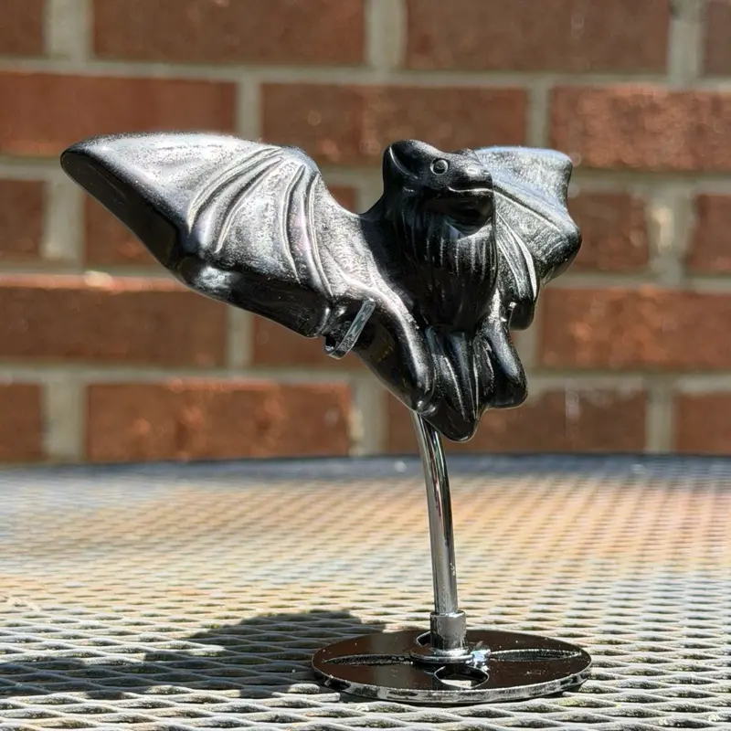 Black Obsidian Bat Crystal with stand
