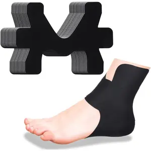 16pcs Precut Kinesiology Tape for Ankle, Original Cotton Breathable Elastic Athletic Tape, Pain Relief Minimize Ankle Sprain Provides Support and Stability for Ligament and Muscle(Black)