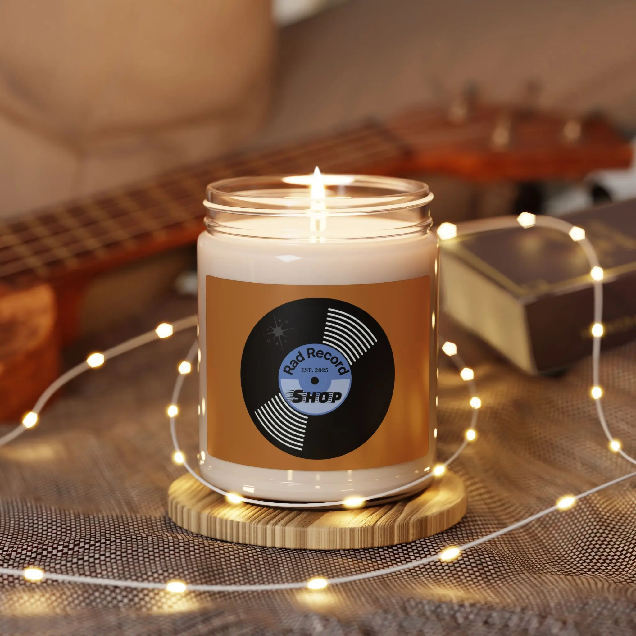 Vinyl Record Scented Candle, Retro Decor Candle, Music Lover Gift, Home Fragrance, Blue Candle for Relaxation Glass Cozy
