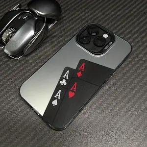 Poker Phone Case for iPhone17 Pro Max, Air 15 Plus 16 Pro Max 14 13 12 11 XS XR Pattern Shockproof Silicone PC Back Protective Smartphone Cover