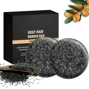 Black Soap for Gray Hair Reverse Bar, Black Shampoo Bar for Hair Darkening and Volume for Men Women, 2-Pack