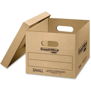 Classic Small Moving Boxes with Lift-Off Lid, Corrugated Material, Double-Bottom, Durable Organiser for Packing Needs