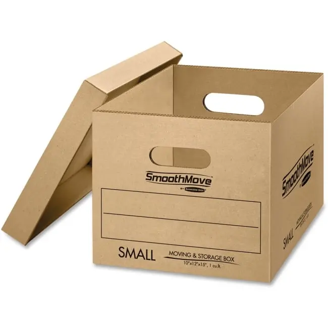 Classic Small Rectangular Corrugated Cardboard Moving Boxes with Lift-Off Lids, Double-Bottom, Pre-Printed Chart, Durability Storage Bins for Home Organizing & Packing Needs