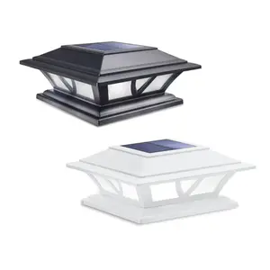 Siedinlar Solar Post Cap Lights, 2Modes Warm & Cool White (3000K/6000K), Outdoor Fence Deck Railing Lights for 4x4 5x5 6x6 Wood/Vinyl Posts, Waterproof Solar Powered Patio, Yard & Garden Decor, Black/White (2 Pack)