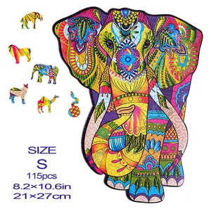 High-Difficulty Adult Stress-Relieving 3D Wooden Puzzle With Irregular Animal Shapes A Creative And Educational Toy Featuring A Magnificent Elephant