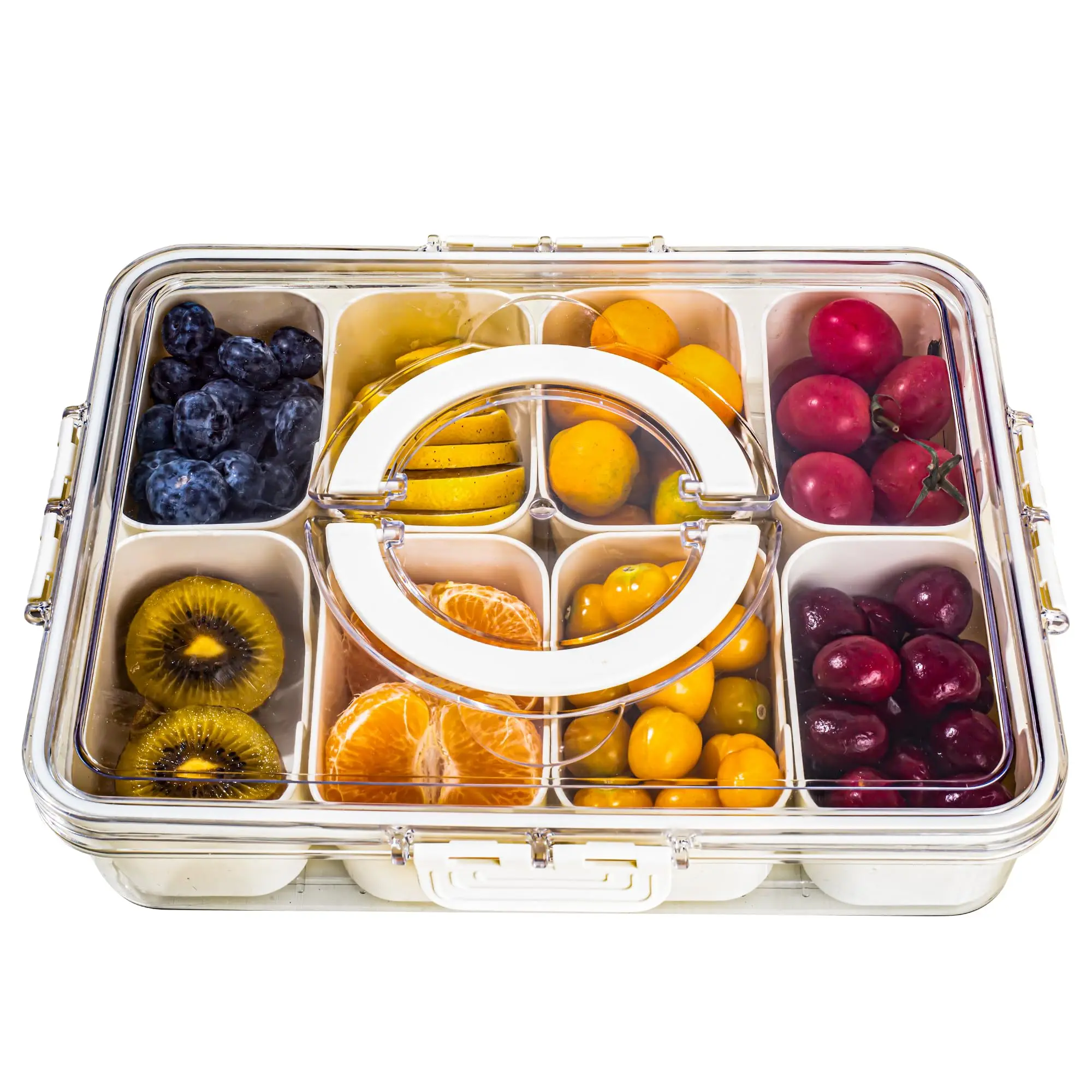 Divided Serving Tray With Handle  8 Compartments Snack Box For Candy Nuts Cookies Fruit Snacks Platters Party Favor Wedding Home Decor