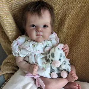 18inch Loulou Reborn Baby Doll, Handmade Realistic High Painted Hair, Lifelike Cloth Body, Unisex Gift, No Battery Required