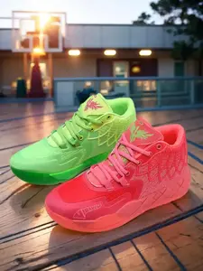 Unisex Basketball Shoes, Sporty Lace Up Non-slip Basketball Shoes, Breathable Comfortable Sports Shoes for Men & Women, Track Shoes, Workout Sneakers, Stylish Basketball Shoes
