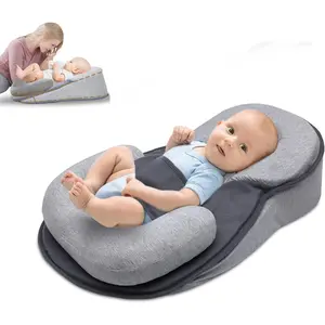 Baby Lounger Pillow Soft Breathable Newborn Bed Infant Nursing Pillow Co Slipper for Reducing Spit-Up