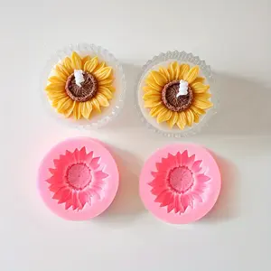 2pcs Sunflower Silicone Candle Mold - Handmade Aromatherapy Candle Mold, Creative DIY, Soap, Resin Casting Mold - Elastic, Reusable, Easy to Release