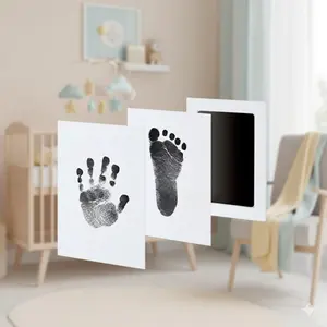 Washable Eco-Friendly Baby Handprint & Footprint Kit, Quick-Dry Keepsake Frame Set with Fade-Proof Ink, Non-Toxic DIY Memory Craft for Newborn, Toddler, Family Gift, Nursery School Photo Album