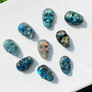 Strong Flash Skull Carving Healing Natural Crystal Stone Gemstone Gorgeous Energy Jewelry Souvenir Valentine Anniversary Love Girlfriend Boyfriend Christmas Halloween Birthday Gift New Year