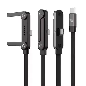 240w Fast Charging Foldable Smartphone Stand Data Cable, Compatible with Apple 15-17 Pro Max, Samsung, Huawei, Xiaomi, 2-In-1 Design