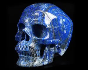 Huge 5.0" Lapis Lazuli Carved Crystal Skull,Super Realistic, Crystal Healing