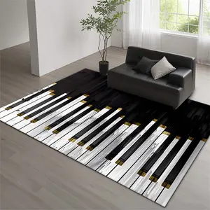 Piano Pattern Floor Mat, Modern Music Room Home Decor Rug, Soft Non-slip Floor Carpet, Decorative Area Rug for Home Living Room Bedroom