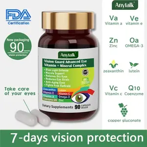 Anytalk Eye vitamin and mineral supplements protect eyes, anti-oxidation, jreduces eye strain,suitable for people who often stay up late and watch the screen,750mg*90 capsules Healthcare Dietary Fitness