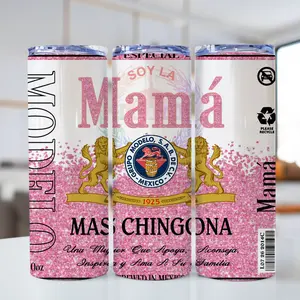20oz La Mama Modelo Mas Chingona Tumbler, Mothers Day Gift For Mom, La Mama Modelo La Mejor Mama Skinny Tumbler with Lid Reusable Washable Water Bottles Stainless Steel Travel Coffee Cup Drinkware Flasks Portable Bottled