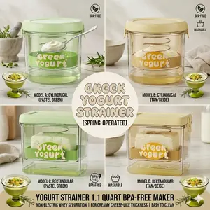 Greek Yogurt Strainer with Spring, Yogurt Strainer 1.1 Quart BPA-Free Maker, Non-Electric Filter for Separating Whey, Creamy Cheese-Like Thick, Easy to Clean