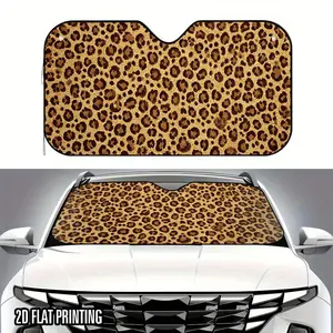 1pc Leopard Print Car Sunshade, Uv Protective Sunshade - Foldable Design with 4 Suction Cups, Fit for Most Vehicles, Heat & Glare Reduction Windshield Cover, Ideal Gift for Car Owners, Vehicle Sun Protection, Bold Pattern Accessory