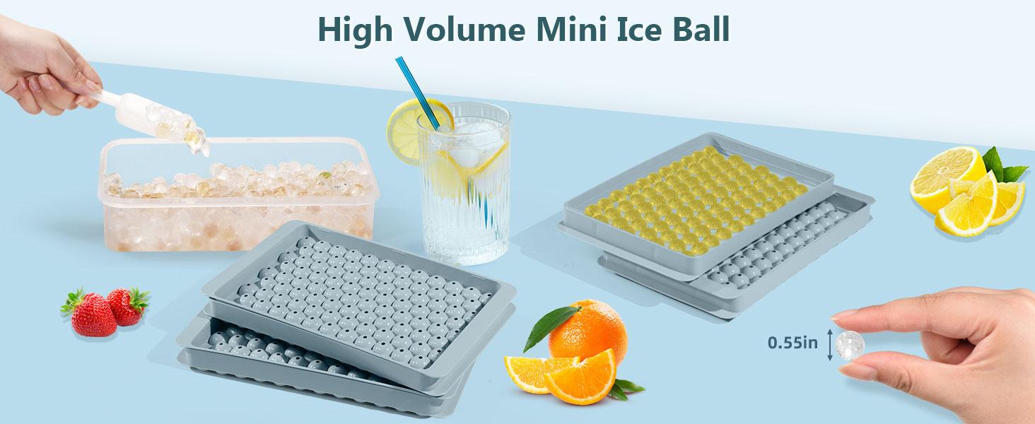 Mini Ice Cube Trays – Tiny Pebble Ice Molds with Lid & Storage Bin, Easy Release & Stackable (2 Pack)
