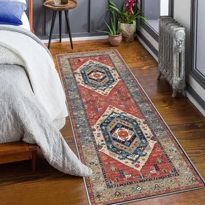 Washable Boho Hallway Runner Rug 2x6, Non-Slip Soft Low-Pile Vintage Bohemian Rug
