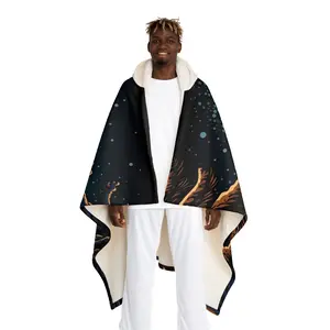 Celestial Printed hooded blanket, Star and Moon, Wearable hoodie blanket, Birthday gift, Gift for her, Gift for Him, Fleece Sherpa hoodie Fuzzy Soft