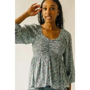 The Sisson Floral Chiffon Blouse in Sage