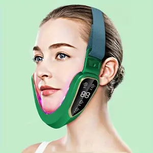 LED Photon Therapy Face Slimming Vibration Massager, Facial Lifting Device, Heating Dual Chin V Shape Vibrating Massager