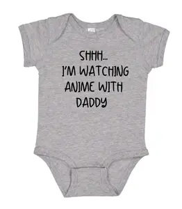 Funny Watching Anime With Daddy Onesie, Funny Anime Baby Onesie, Anime Baby Bodysuit, Newborn Bodysuit